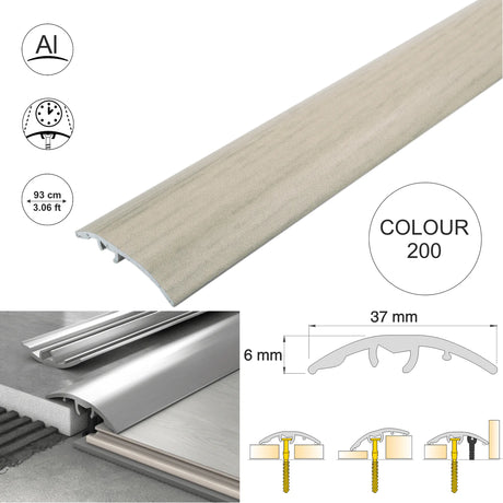 37mm Aluminium Wood-Effect 4-in-1 Door Threshold Strip S16K