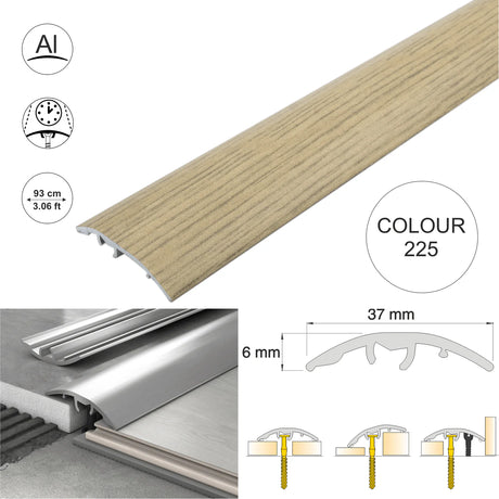 37mm Aluminium Wood-Effect 4-in-1 Door Threshold Strip S16K