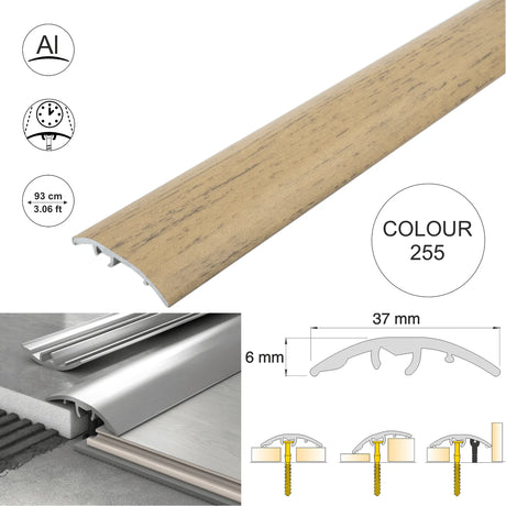37mm Aluminium Wood-Effect 4-in-1 Door Threshold Strip S16K