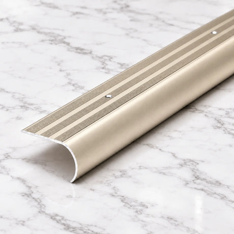 Aluminium Bullnose Stair Nosing Curved Metal Step Edge Trim 62mm x 38mm in champagne 