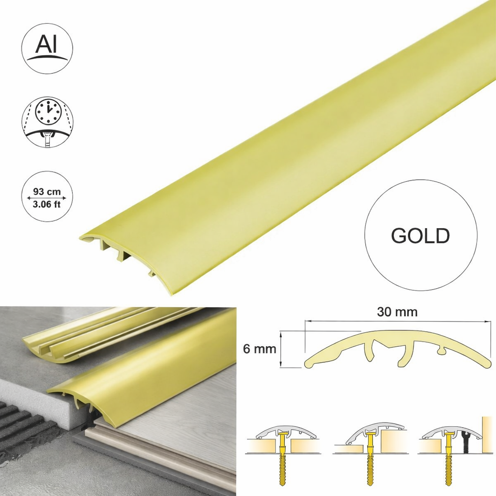 Gold 30mm aluminium multi-function 4-in-1 door threshold floor trim S30K