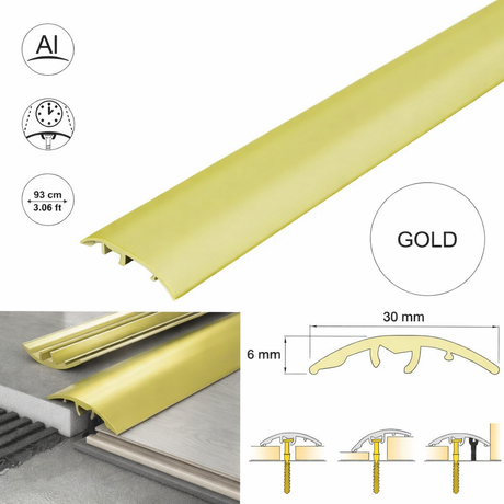 Gold 30mm aluminium multi-function 4-in-1 door threshold floor trim S30K