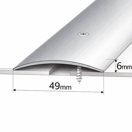Anodised aluminium 49mm door threshold strip installed between rooms