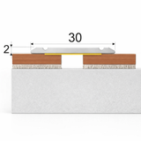 Anodised aluminium 30mm flat self adhesive threshold strip installed on doorway floor