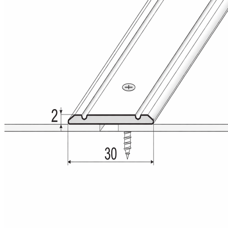 30mm anodised aluminium self adhesive flat threshold strip A02 in use between rooms