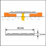 40mm Aluminium Door Threshold Strip – 1m & 2m Diagram