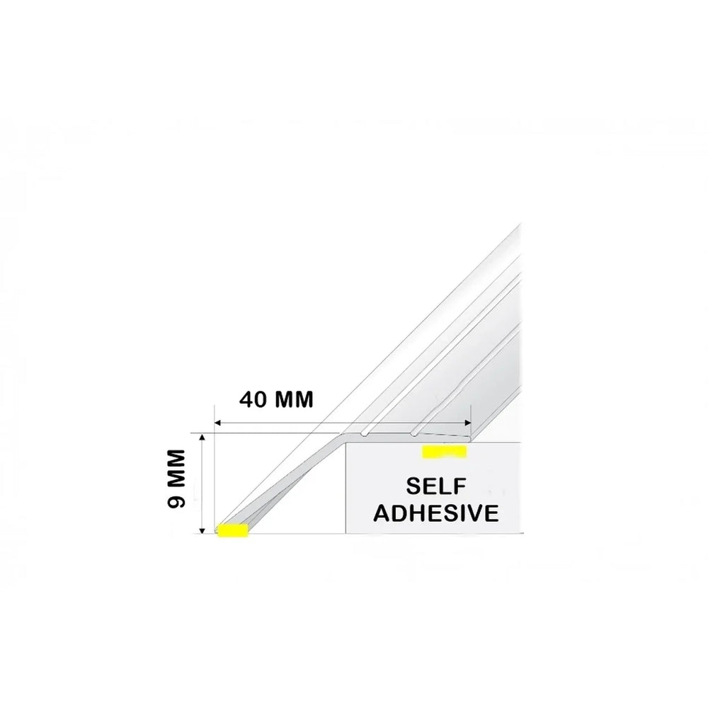 40x9mm Aluminium Ramp Door Threshold Strip – 900mm Self-Adhesive Diagram