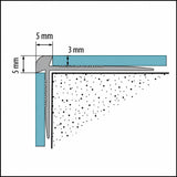 3mm LVT Aluminium Stair Nosing Outer Corner – Silver Diagram