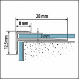 3mm LVT Aluminium Stair Nosing Outer Corner – 900mm & 2500mm Diagram