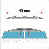 45mm Aluminium Transition Strip with Rubber – 1m & 2m Diagram