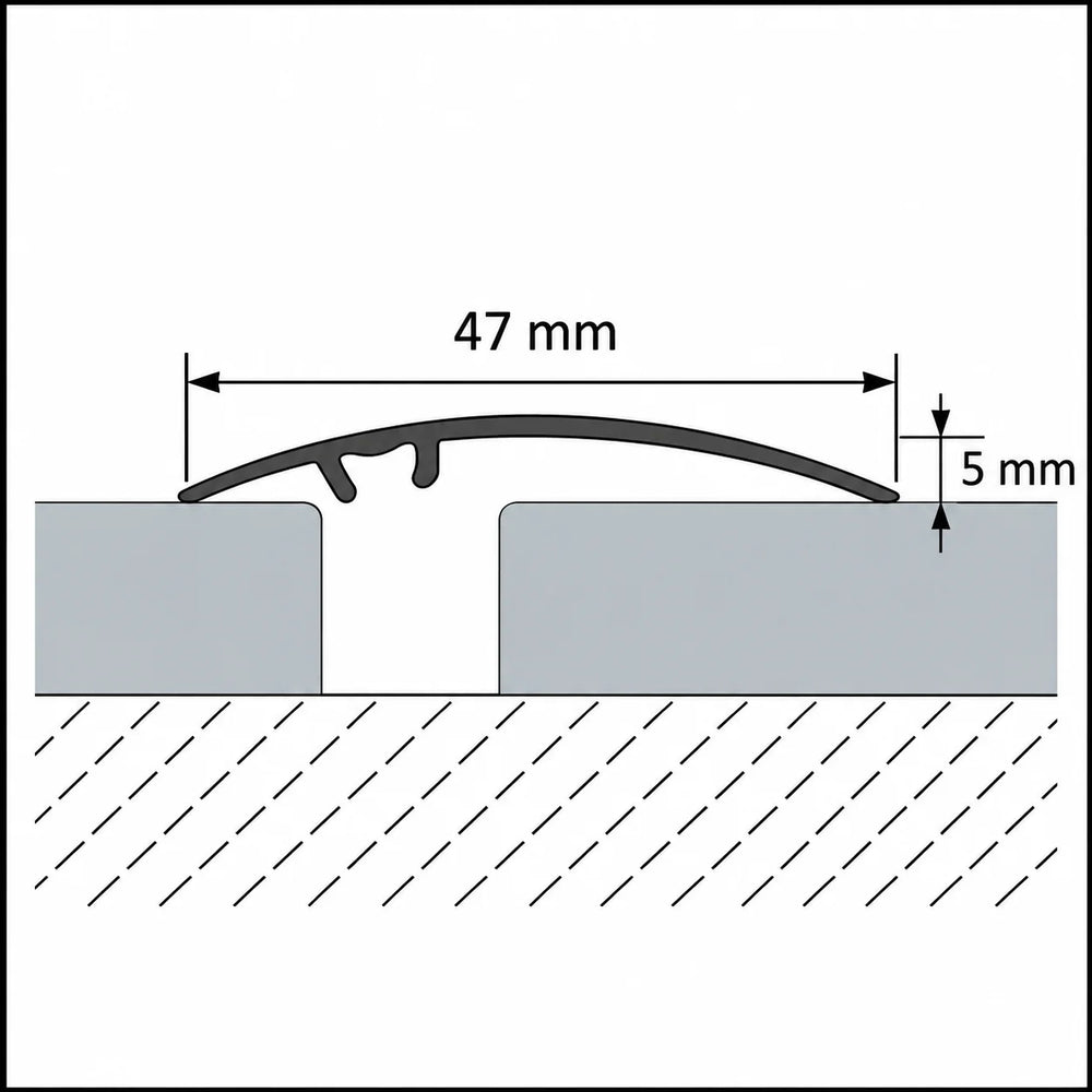 47mm Aluminium Wood Effect Door Threshold Strip – 930mm Diagram