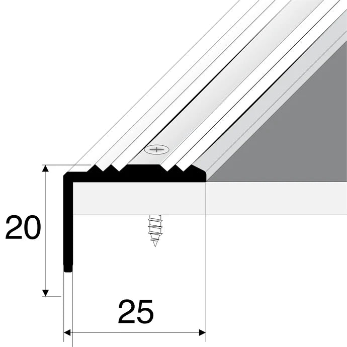 S02 Aluminium Stair Nosing 25x20mm Brass Effect Finish