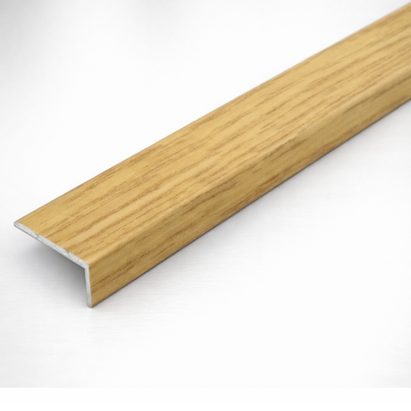 Beer Oak Aluminium wood effect self-adhesive stair nosing A31 25×10mm providing clean edge finish on stairs