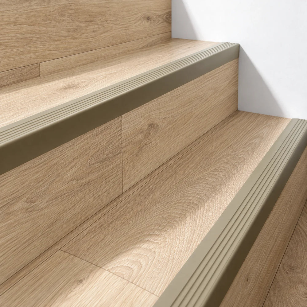 Non Slip Stair Nosing 50x42mm Flexible PVC Rubber Profile – 1.18m In Beige Color