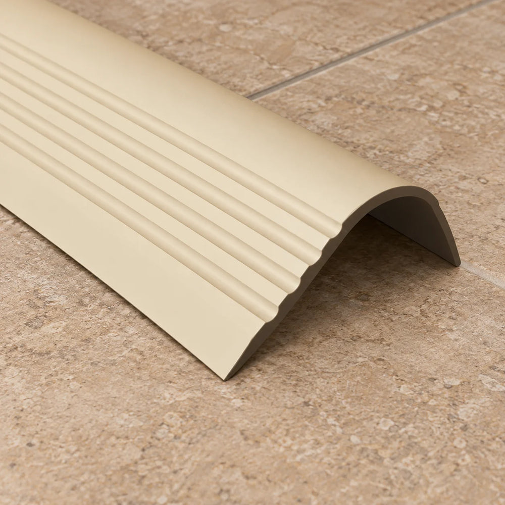 Non Slip Stair Nosing 70x40mm – Flexible PVC Rubber Profile 1.18m In beige Color