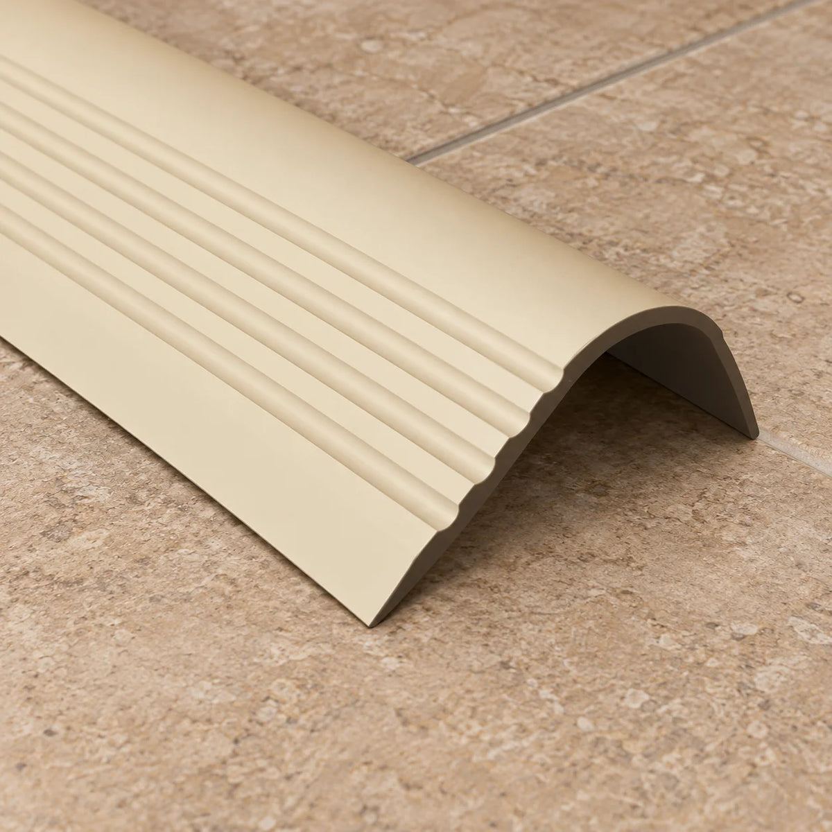 Non Slip Stair Nosing 70x40mm – Flexible PVC Rubber Profile 1.18m In beige Color