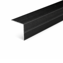 Black A34 35x35mm anodised aluminium self adhesive non-slip ribbed stair nosing edge trim installed on steps