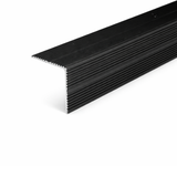 Black A34 35x35mm anodised aluminium self adhesive non-slip ribbed stair nosing edge trim installed on steps