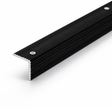 Black A35 ribbed stair nosing edge trim used for anti-slip stair protection