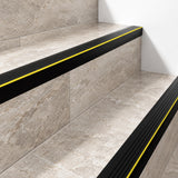 Black Non Slip Stair Nosing with Warning Strip – 40x40mm Flexible PVC Realuse Image