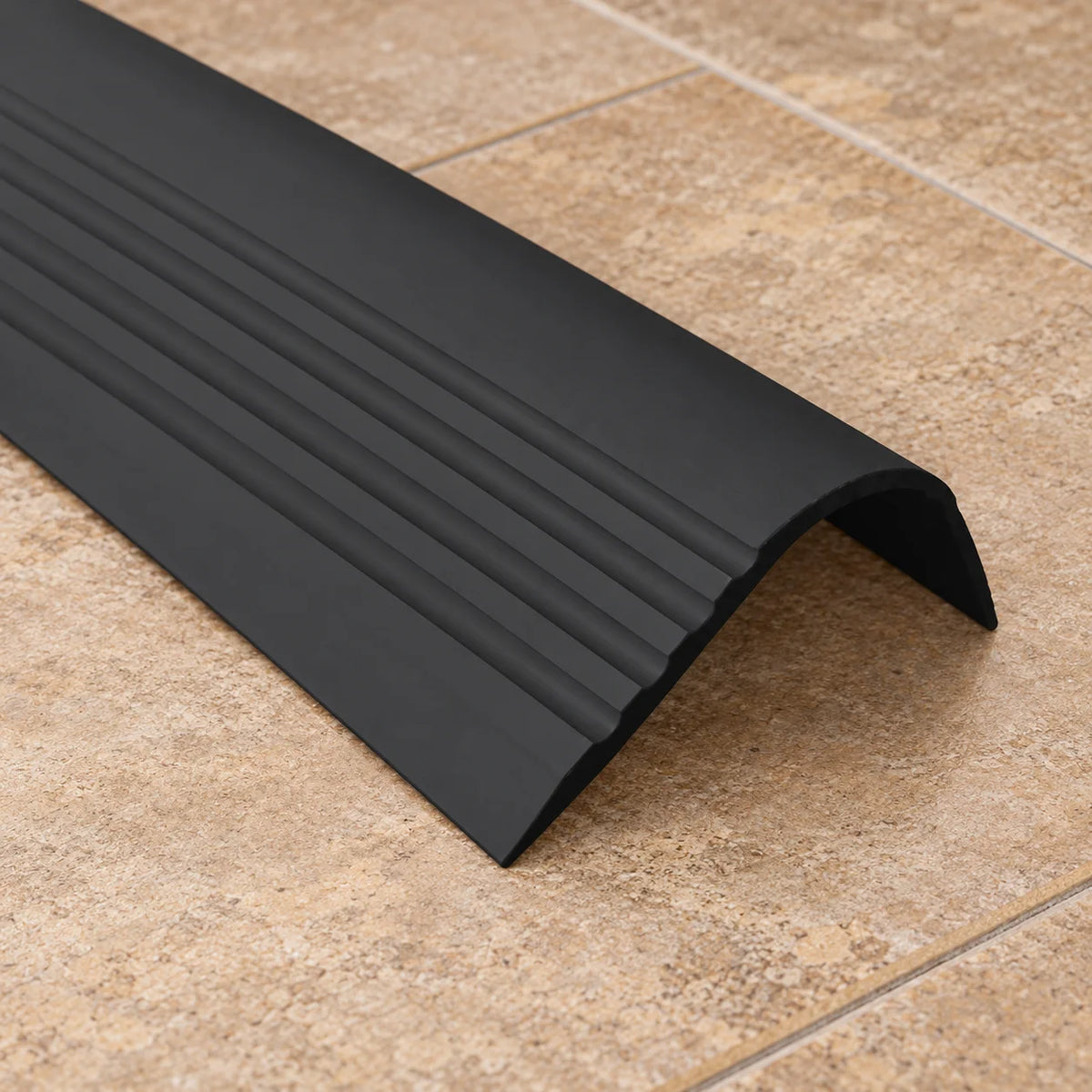 Non Slip Stair Nosing 70x40mm – Flexible PVC Rubber Profile 1.18m In Black Color