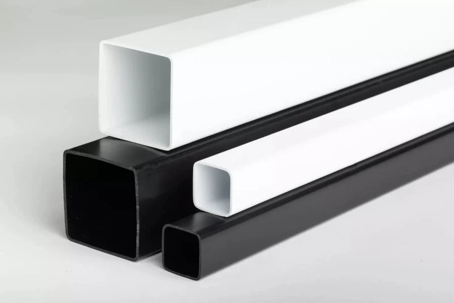 Black & White Durable PVC Plastic Box Section Square Tube
