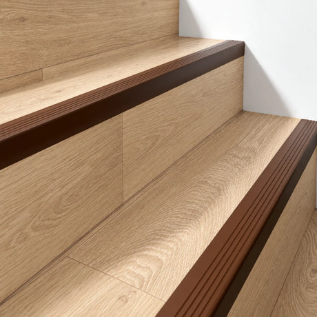 Non Slip Stair Nosing 50x42mm Flexible PVC Rubber Profile – 1.18m In Brown Color
