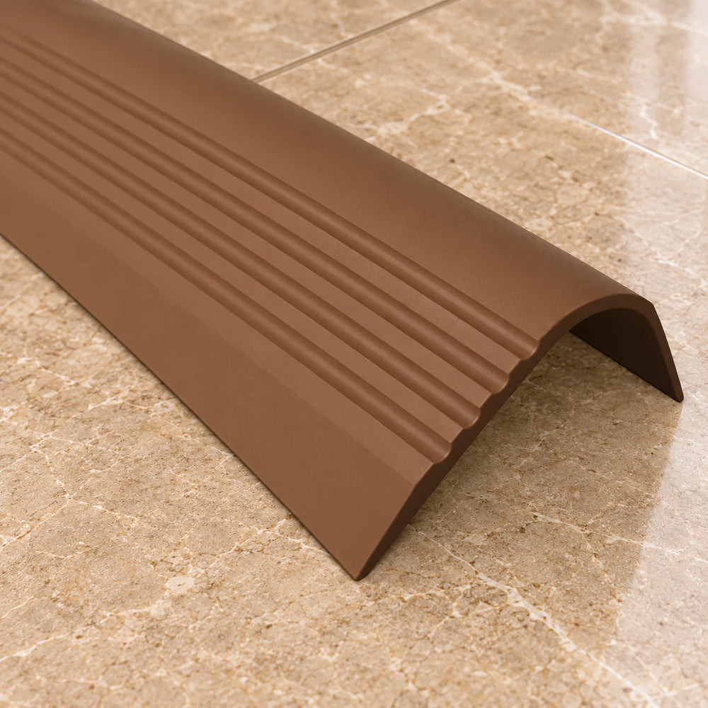 Non Slip Stair Nosing 70x40mm – Flexible PVC Rubber Profile 1.18m In Brown Color