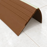 Non Slip PVC Stair Nosing with Glow Strip 40x40mm – 1.18m In Brown Color