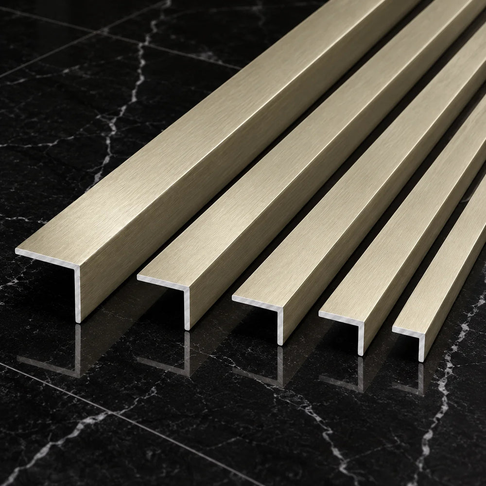 Brushed Metallic Grey Aluminium Angle Trim – 1m L Profile | 5x5 to 30x30mm All Variants