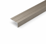 Champagne A31 25x10mm anodised aluminium self adhesive stair nosing edge trim installed on indoor staircase for slip protection