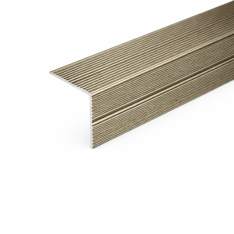 Chamagne A34 35x35mm anodised aluminium self adhesive non-slip ribbed stair nosing edge trim installed on steps