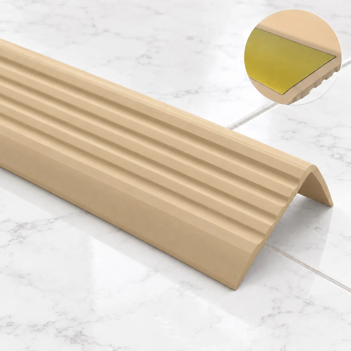 Self-Adhesive Non Slip Stair Nosing 40x25mm Flexible PVC Profile – 1.18m In Creme Color