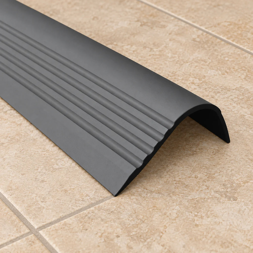 Non Slip Stair Nosing 70x40mm – Flexible PVC Rubber Profile 1.18m In Dark Grey Color