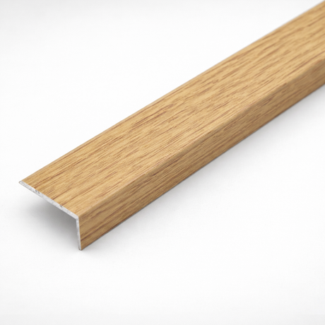 Elm Aluminium wood effect self-adhesive stair nosing A31 25×10mm providing clean edge finish on stairs