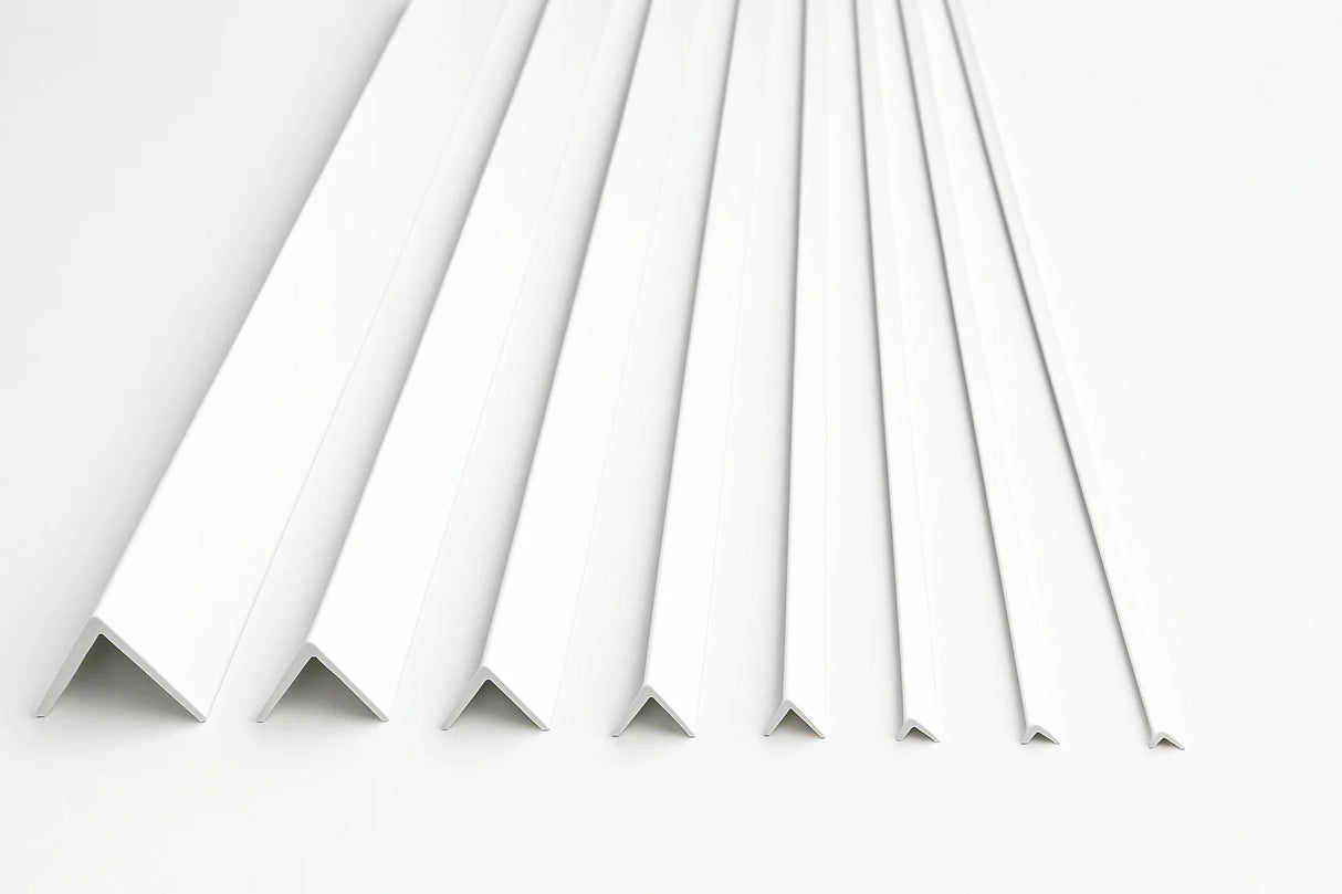 Equal & Unequal Edge Protector White PVC Plastic Corner Angle Trim 90°