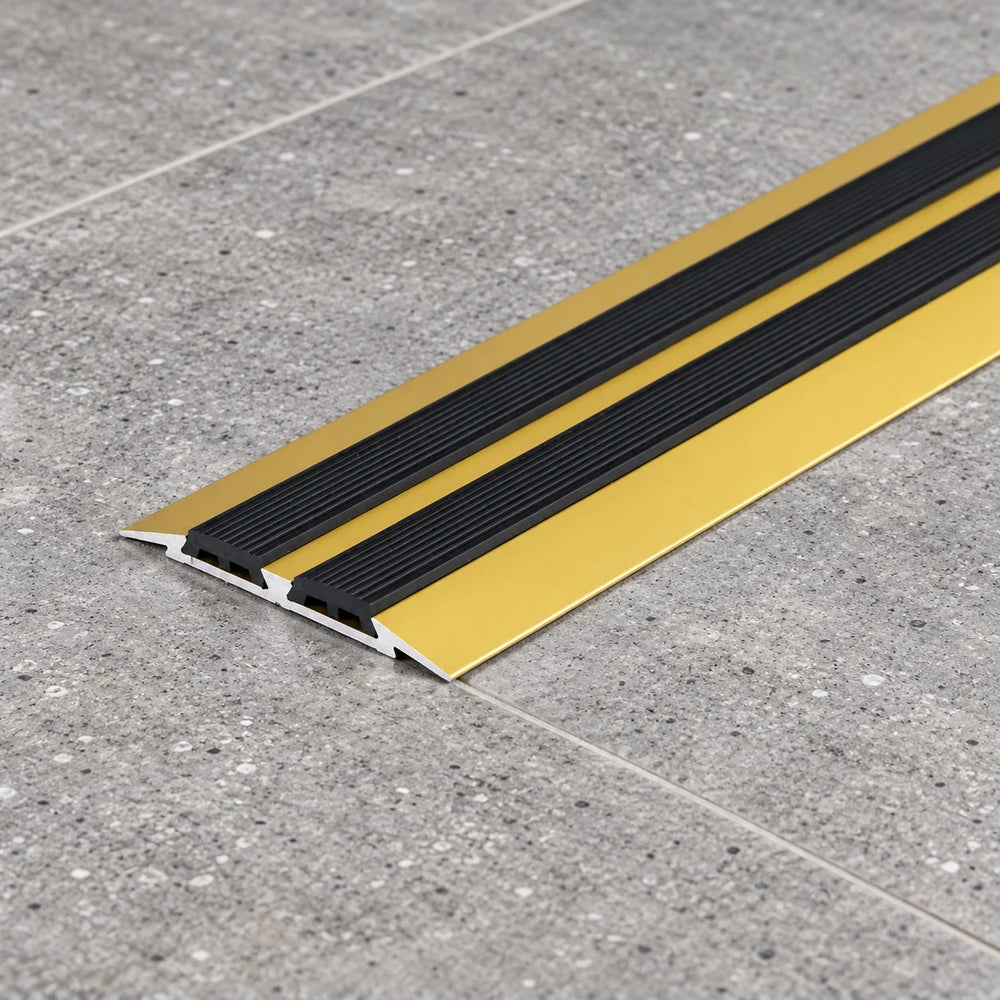 45mm Aluminium Transition Strip with Rubber – 1m & 2m In Gold Color