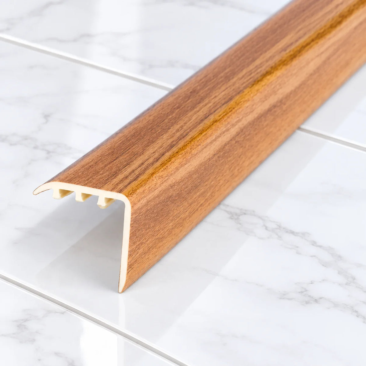 Laminate Stair Nosing 30x30mm uPVC Wood Effect Profile – 0.9m In Gold Walnut Color