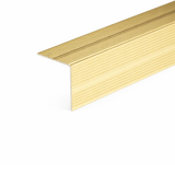 Golden A34 35x35mm anodised aluminium self adhesive non-slip ribbed stair nosing edge trim installed on steps