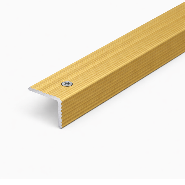 Golden A35 ribbed stair nosing edge trim used for anti-slip stair protection