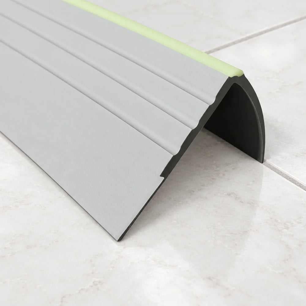 Non Slip PVC Stair Nosing with Glow Strip 40x40mm – 1.18m In Grey Color