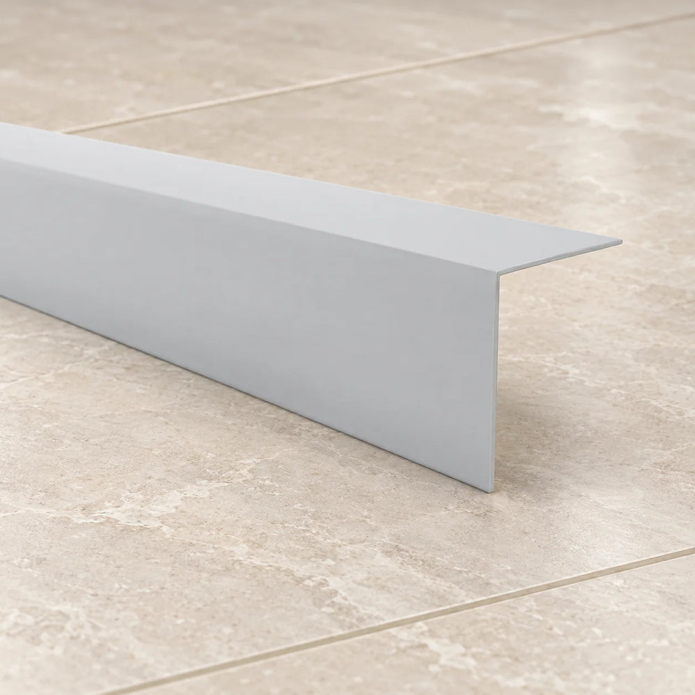 1m Self Adhesive PVC Corner Trim – 90° Plastic Angle Edge Protector In Light Grey Color
