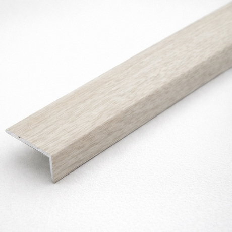 Mocca Oak Aluminium wood effect self-adhesive stair nosing A31 25×10mm providing clean edge finish on stairs