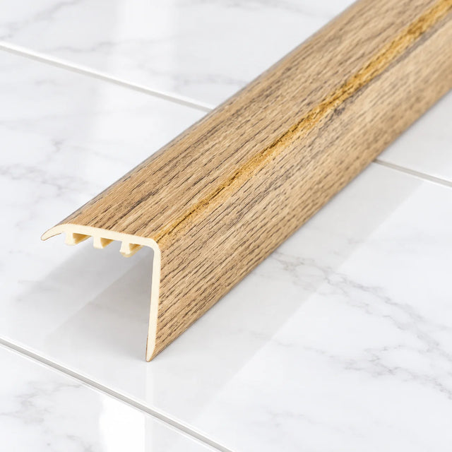 Laminate Stair Nosing 30x30mm uPVC Wood Effect Profile – 0.9m In Natural Oak Color