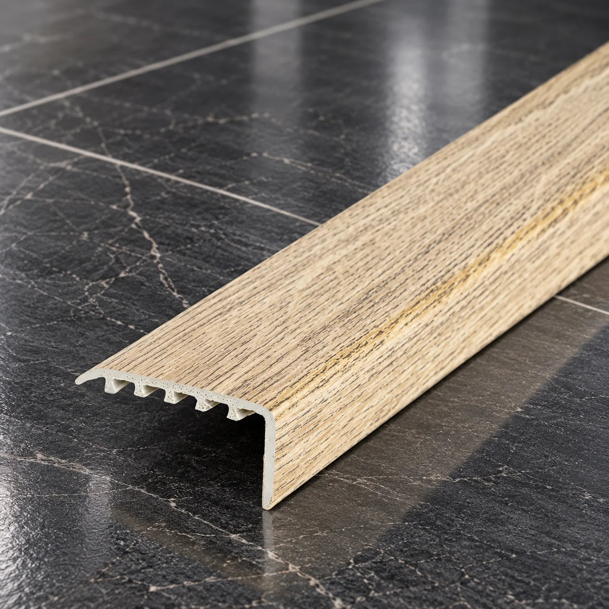 Laminate Edging for Stairs – 45x22mm Wood Effect uPVC Stair Nosing In Natural Oak Color