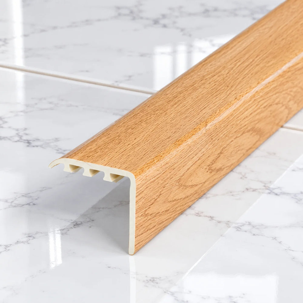 Laminate Stair Nosing 30x30mm uPVC Wood Effect Profile – 0.9m In Noble Oak Color