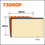 Non Slip Stair Nosing 50x42mm Flexible PVC Rubber Profile – 1.18m Diagram