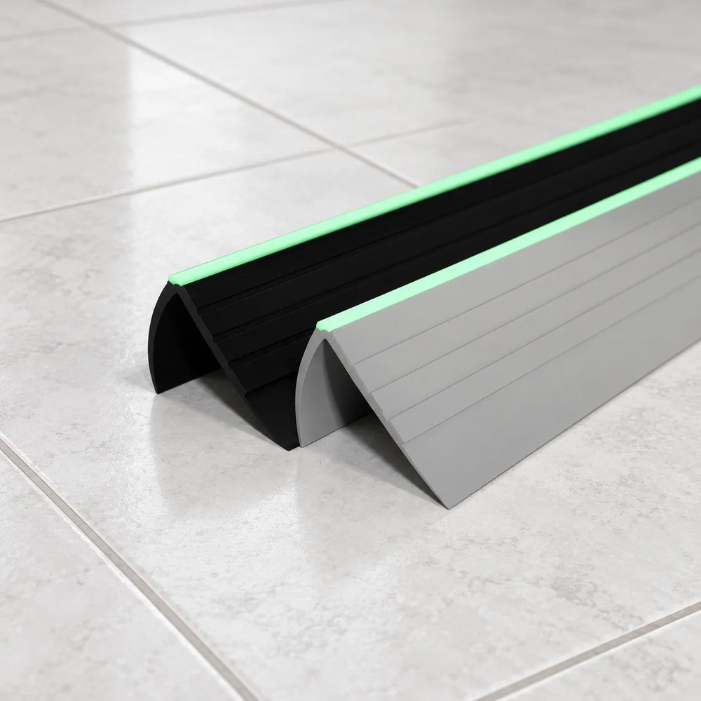 Non Slip PVC Stair Nosing with Glow Strip 40x40mm – 1.18m 2 Variants