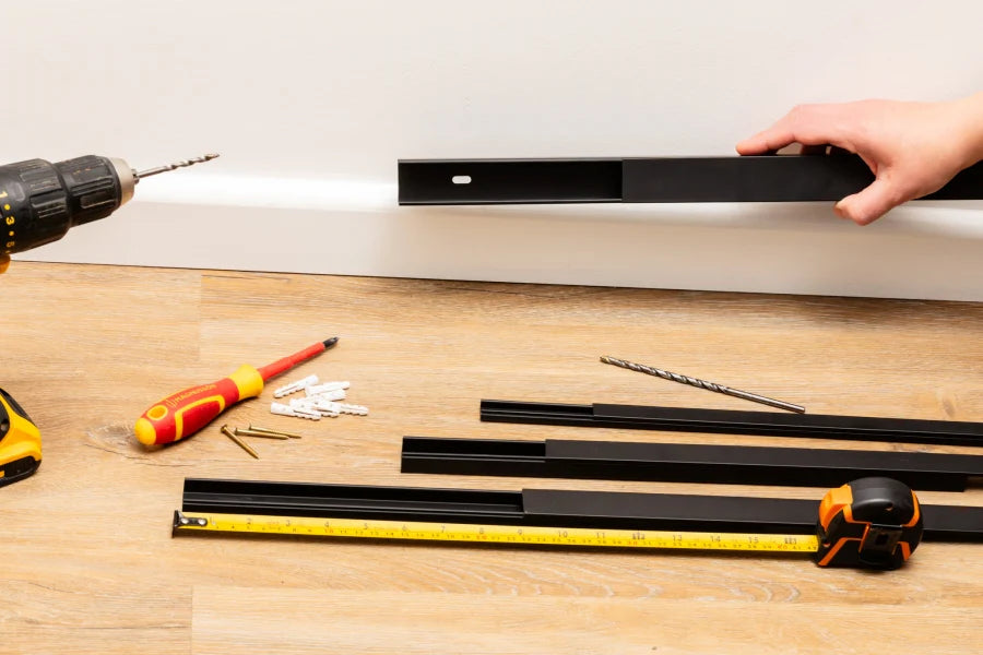 PVC Plastic Cover Mini Cable Trunking Srew Fix Wire Conduit Black