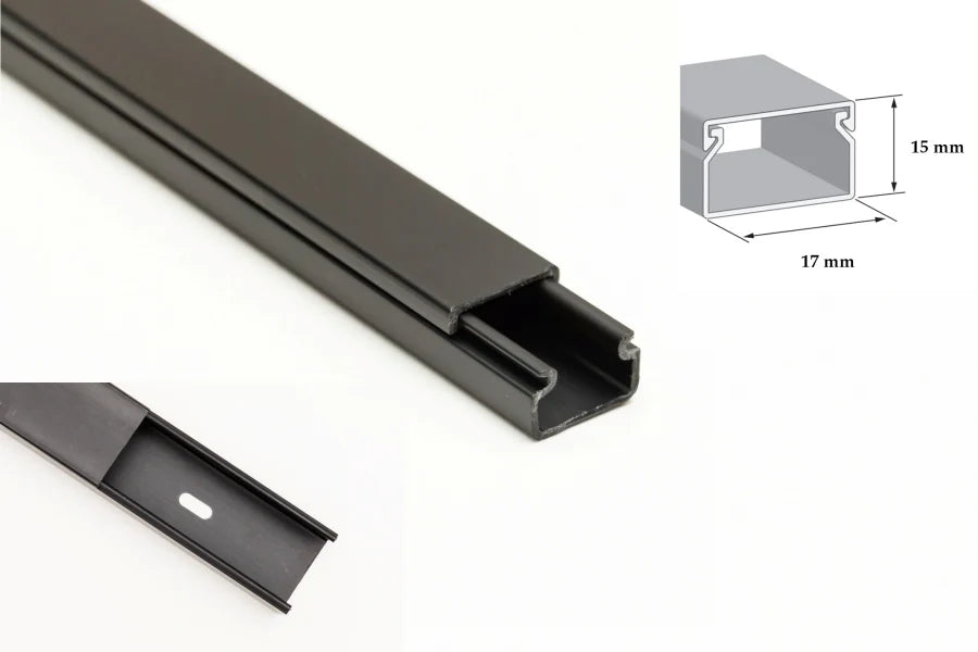 PVC Plastic Cover Mini Cable Trunking Srew Fix Wire Conduit Black